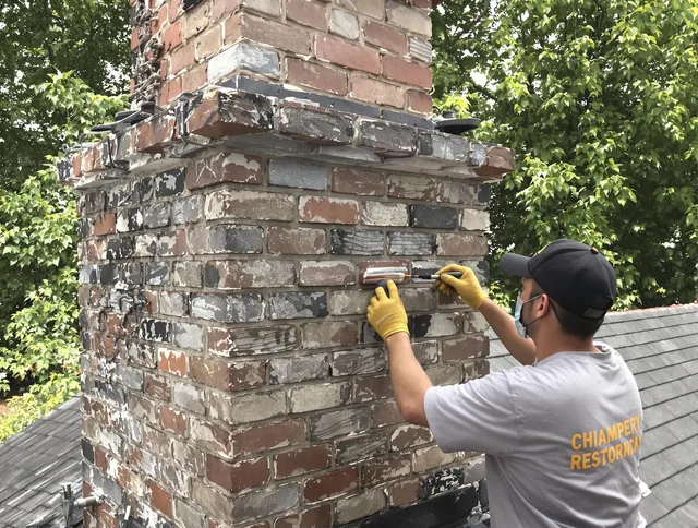 In-progress chimney restoration by Temescal Valley Chimney Sweep in Temescal Valley, CA