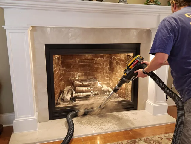 Fireplace cleaning performed by Temescal Valley Chimney Sweep in Temescal Valley, CA