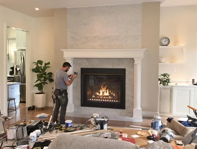 Newly installed fireplace by Temescal Valley Chimney Sweep in Temescal Valley, CA